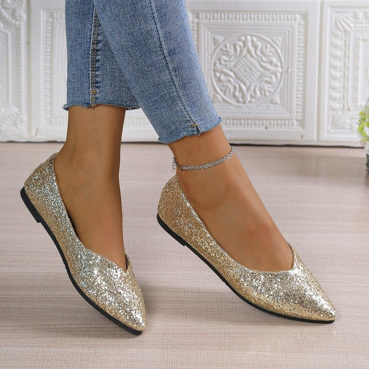 Damen Glitzernde Ballerinas mit spitzem Zehenbereich
