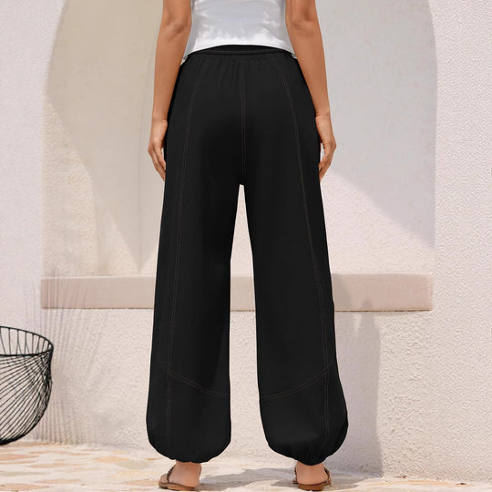 Damen Weite Haremhose mit Kordelzug, aufgesetzten Taschen und elastischem Knöchelabschluss Shop Nory