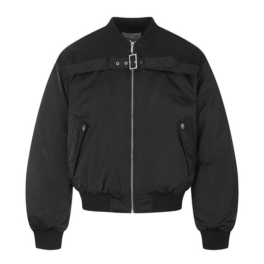 Herren kurze wattierte Bomberjacke mit breitem Gürteldetail und Rippbündchen Shop Nory