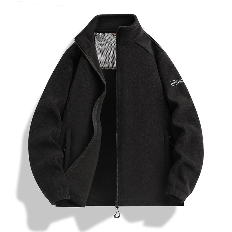Herren Fleecejacke mit Stehkragen, Windabweisender Microfleece und Reißverschlusstaschen Shop Nory