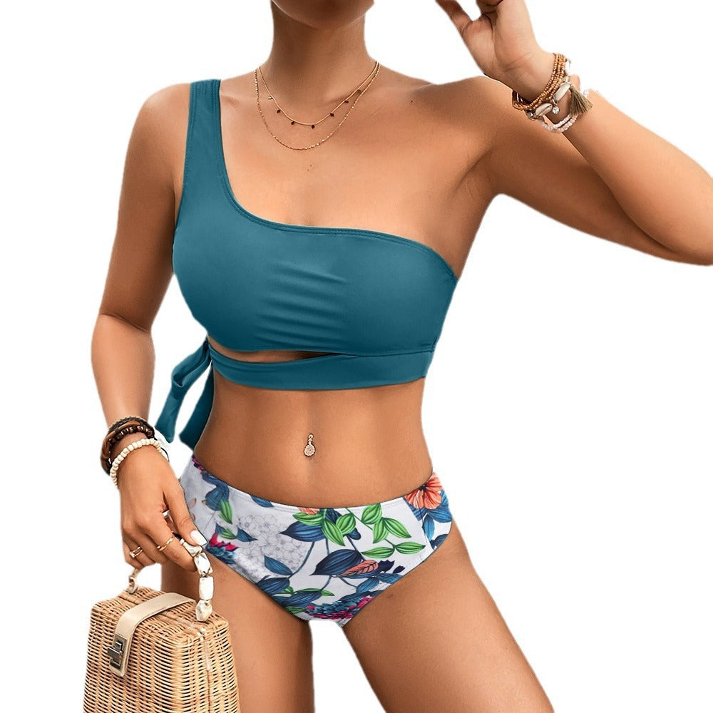 Damen Asymmetrischer Bikini mit verstellbarem Bindegurt
