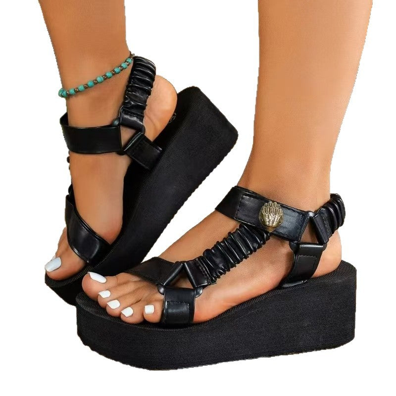 Damen Wedge-Sandalen mit raffiniertem Riemendesign und komfortabler Sohle Shopnory