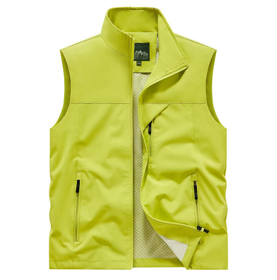 Herren Atmungsaktive Softshell-Utilityweste mit hohem Stehkragen, wasserabweisender Außenlage und mehrfachen Reißverschlusstaschen Shop Nory
