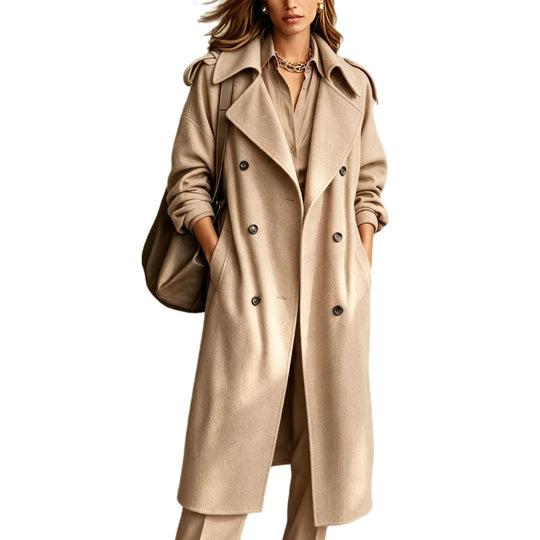 Damen Oversized Doppelreihiger Wollmantel mit weitem Revers Shop Nory