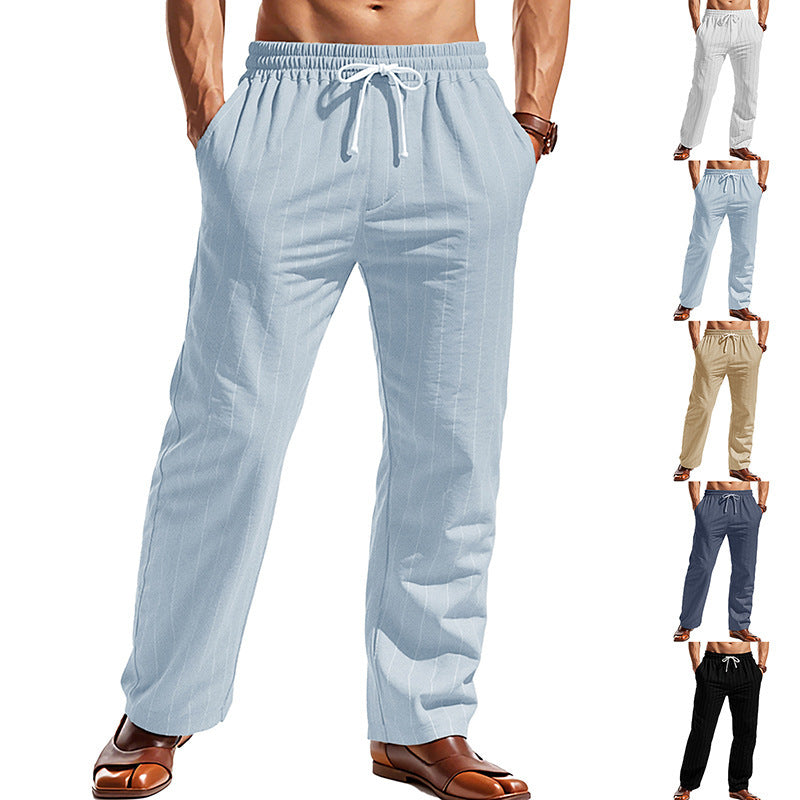 Herren nan Nadelstreifen-Freizeithose mit elastischem Bund, Kordelzug und geradem Schnitt Shop Nory