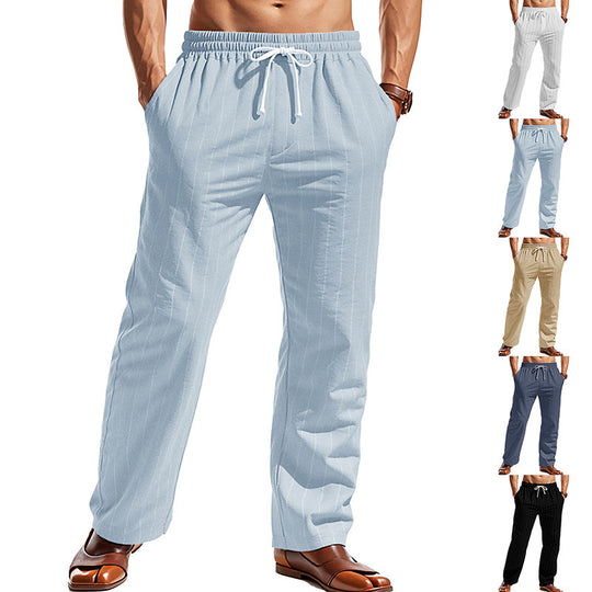 Herren nan Nadelstreifen-Freizeithose mit elastischem Bund, Kordelzug und geradem Schnitt Shop Nory