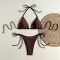 Damen Triangel-Bikini mit glänzenden Akzenten