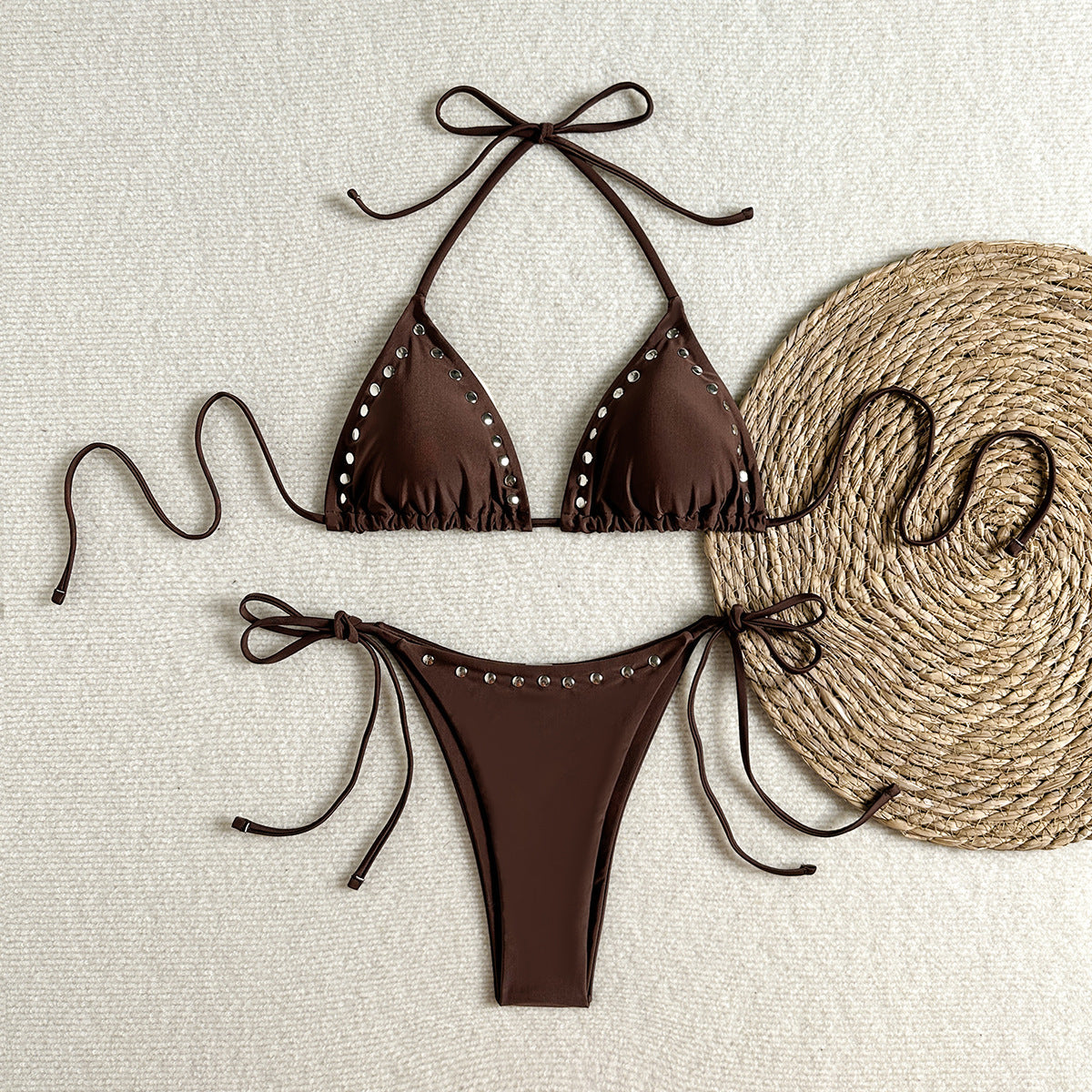 Damen Triangel-Bikini mit glänzenden Akzenten