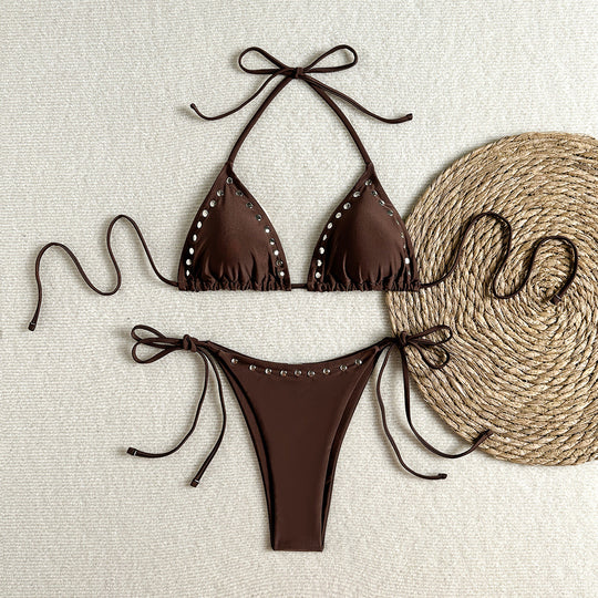 Damen Triangel-Bikini mit glänzenden Akzenten
