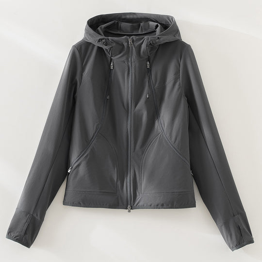 Damen Ultraleichter Kapuzen-Windbreaker mit Zwei-Wege‑Reißverschluss Shop Nory