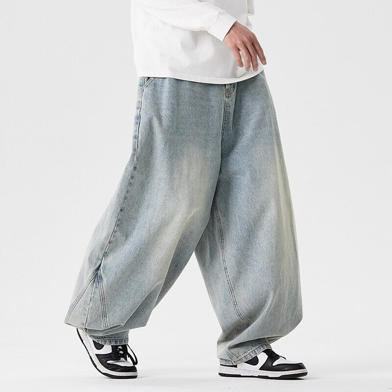Herren extremweit geschnittene Baggy-Jeans mit tiefem Schritt und ballonförmigem Saum Shop Nory