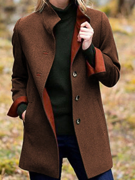 Damen Eleganter Wollmantel mit doppelter Knopfleiste