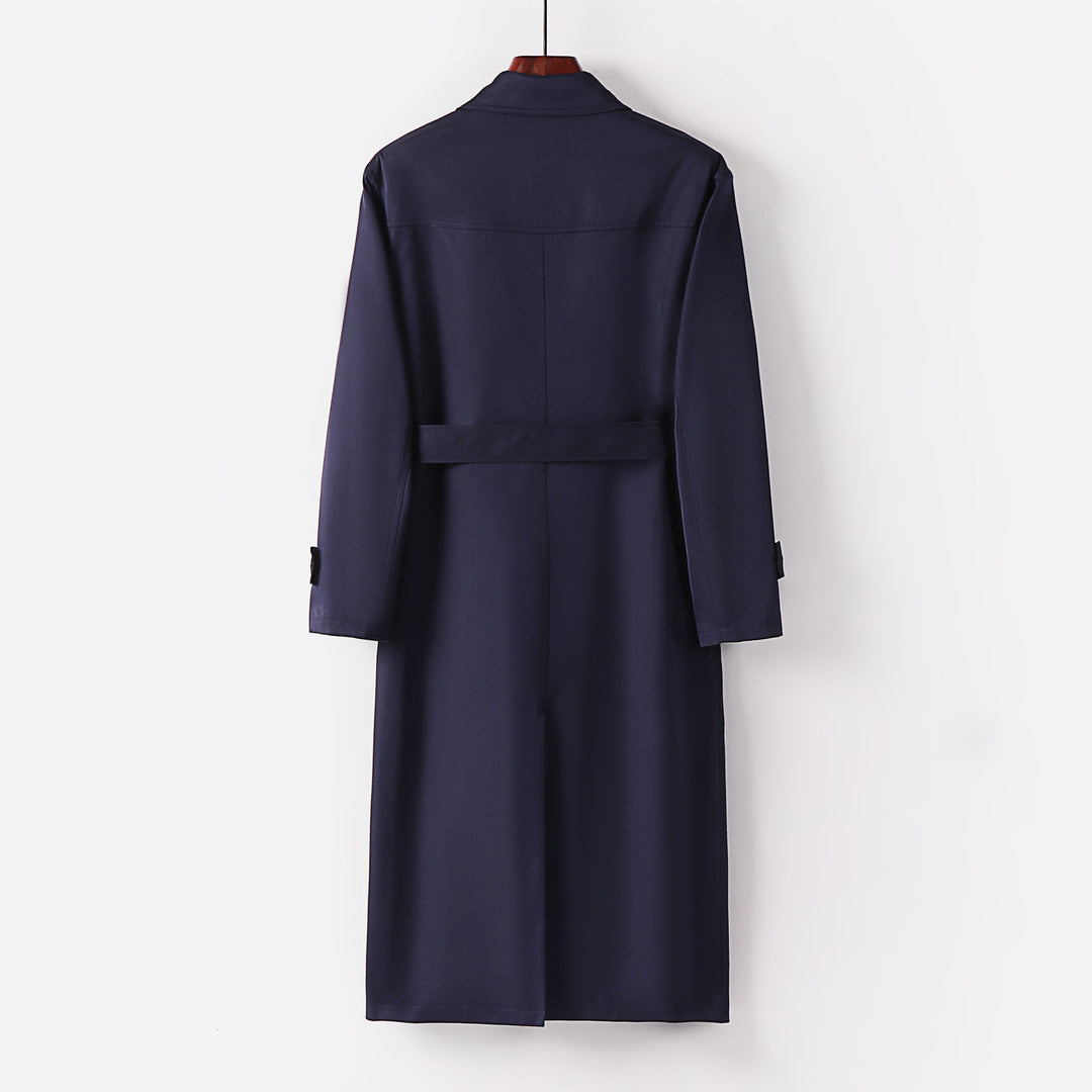 Herren Wasserabweisender Doppelreihiger Trenchcoat mit Bindegürtel und Cape-Detail Shop Nory