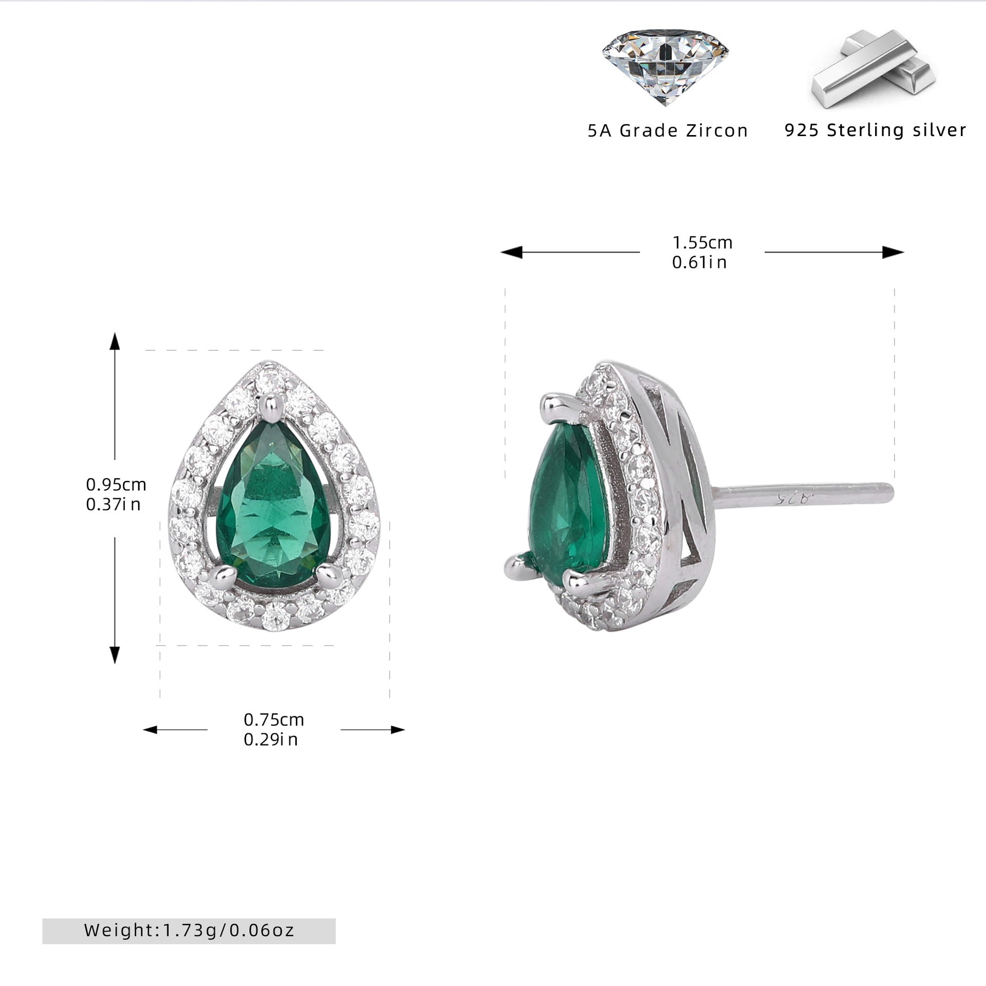 Damen Halskette mit tropfenförmigem Zirkonanhänger aus 925 Sterlingsilber und elegantem Design Shop Nory