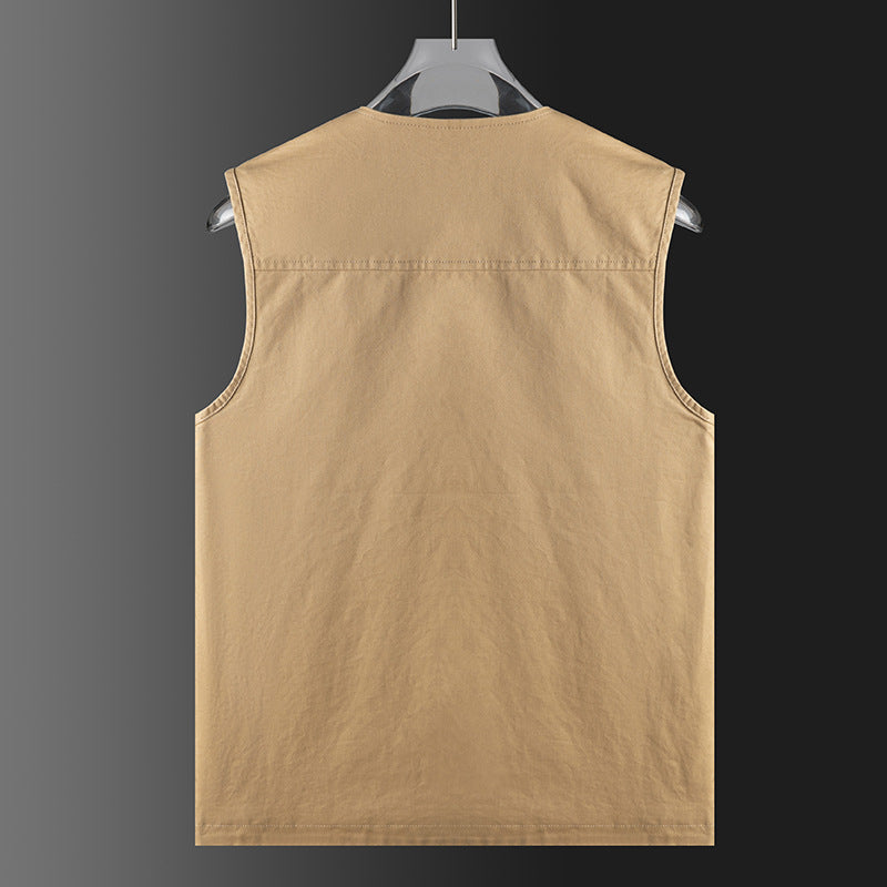 Herren Ärmellose Utility‑Weste mit V‑Ausschnitt, Baumwoll‑Canvas, Knopfleiste und großen Fronttaschen Shop Nory