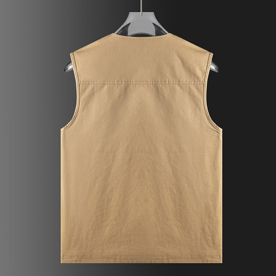 Herren Ärmellose Utility‑Weste mit V‑Ausschnitt, Baumwoll‑Canvas, Knopfleiste und großen Fronttaschen Shop Nory