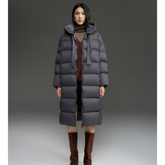 Damen Oversized Stepp-Daunenmantel mit Kapuze und verlängerter Silhouette Shop Nory