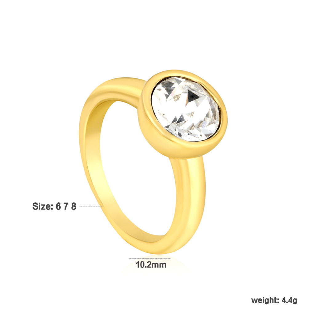 Damen Ring mit funkelndem Kristall in goldplattierter Hochglanzoberfläche Shop Nory