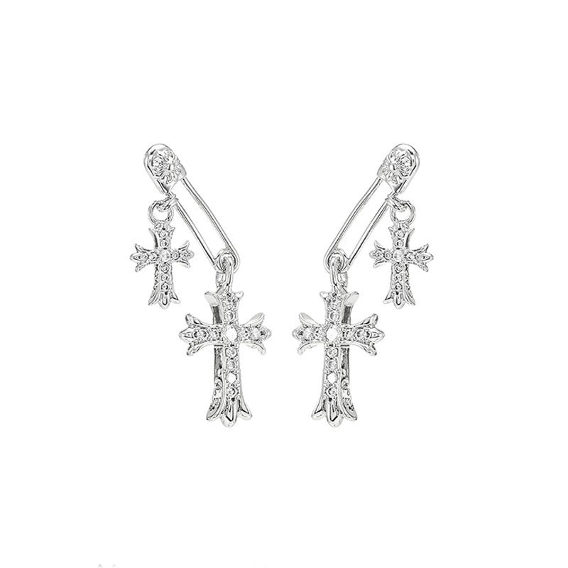 Damen Ohrstecker mit funkelndem Kreuzdesign und elegantem Anhänger Shop Nory