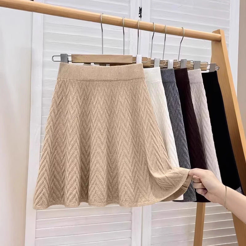 Damen Plissierter Strickrock mit Zopfmuster Shop Nory