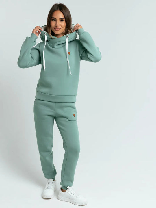 Damen Loungewear-Set mit Schalkragen-Hoodie und taillierter Jogginghose Shop Nory