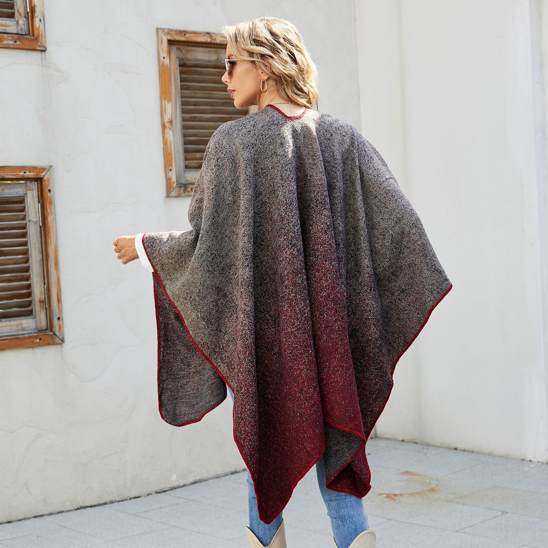 Damen Reversible Strickruana im Mélange‑Wollmix mit kontrastierter Kettelkante Shop Nory