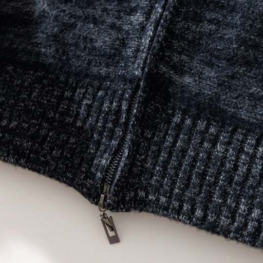 Herren Lässiger Zip‑Mockneckpullover aus Wollmix mit angerauter Mohair‑Optik und Stehkragen Shop Nory