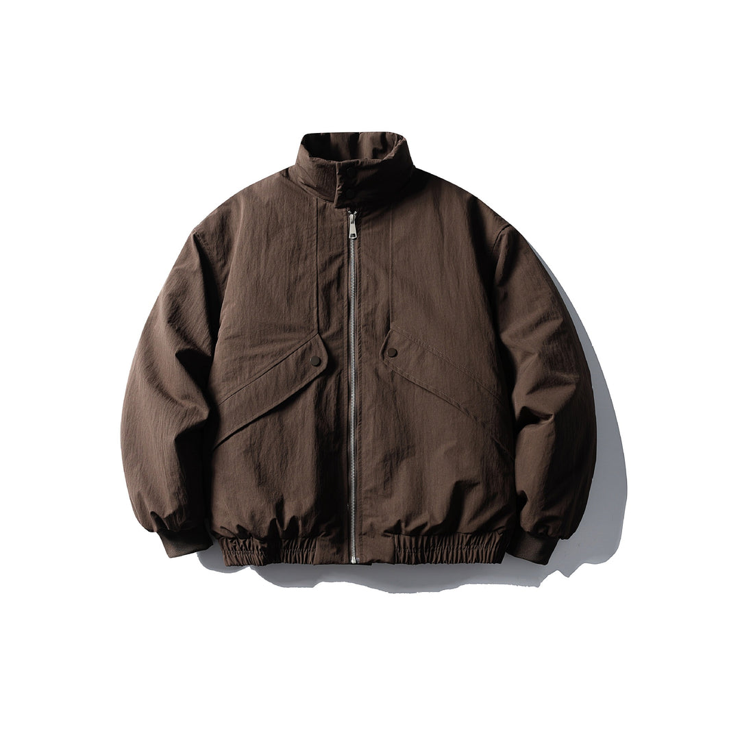 Unisex Boxy-wattierte Kurzjacke mit Funnelkragen und aufgesetzten Pattentaschen Shop Nory