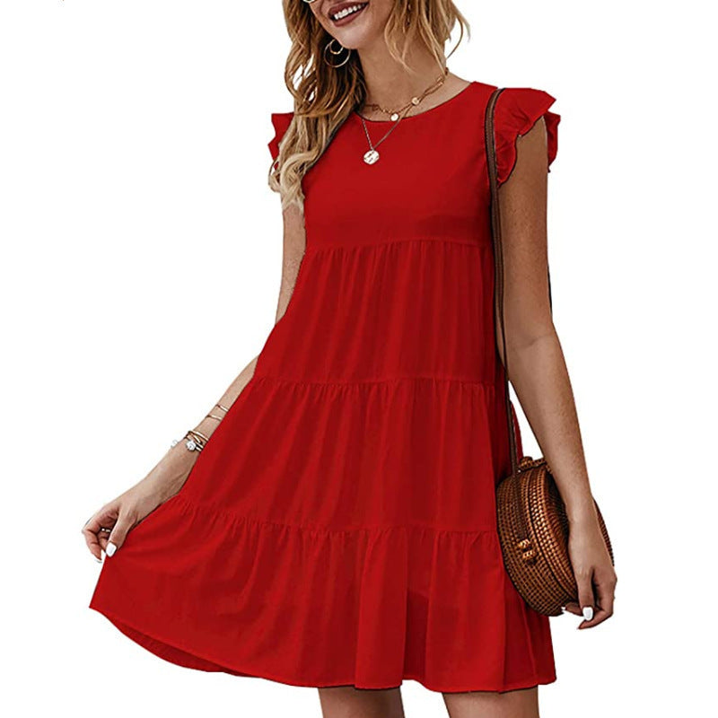 Damen lässiges Freizeitkleid im luftigen Stil mit Rüschendetails