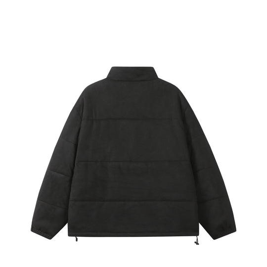 Unisex Boxy‑Steppjacke im Samtfinish mit hohem Funnelkragen und verstellbarem Saum Shop Nory