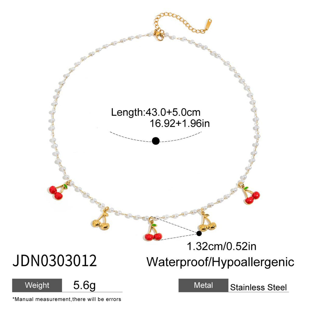 Damen Halskette mit verspieltem Kirschmotiven und hypoallergenen Eigenschaften Shop Nory