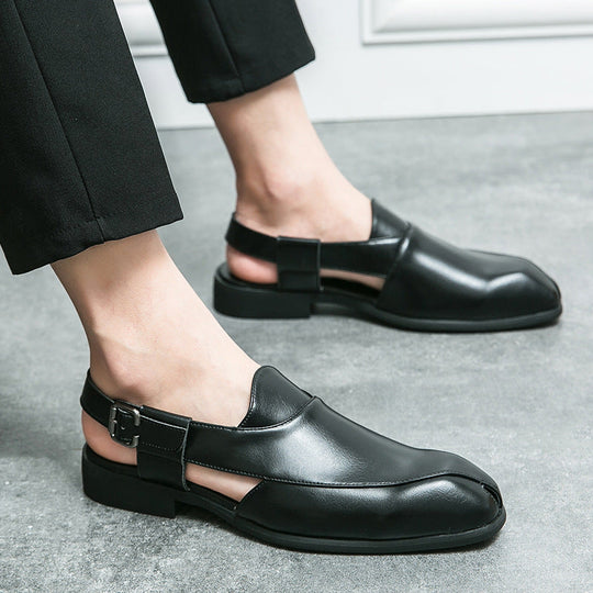 Damen elegante Leder-Mokassins mit verstellbarem Riemen