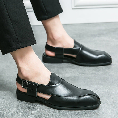 Damen elegante Leder-Mokassins mit verstellbarem Riemen