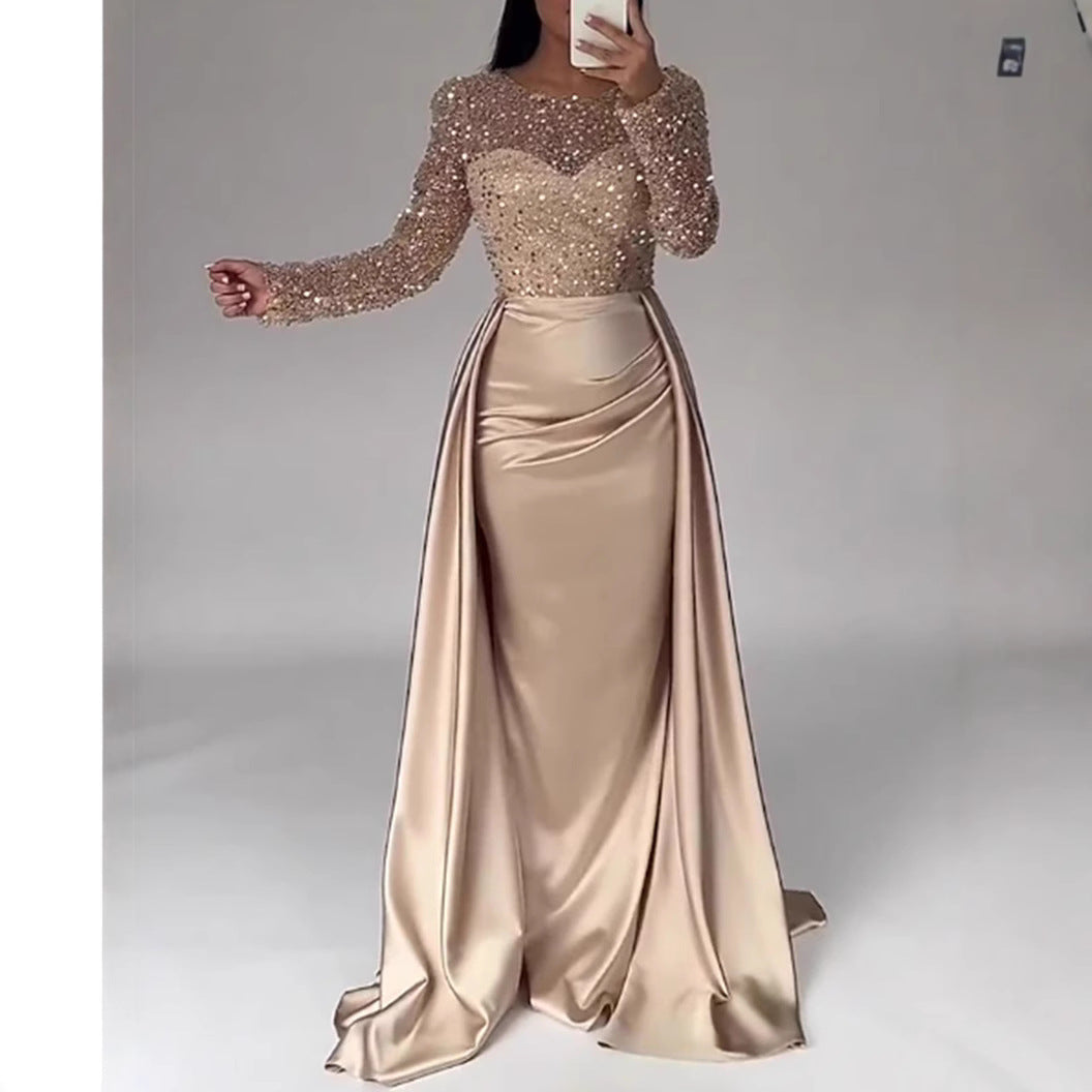 Damen Elegantes Abendkleid mit Glitzerdetails und fließendem Stoff