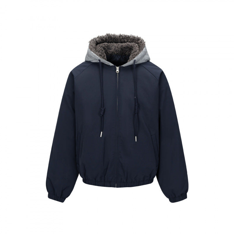 Herren Gefütterte Kapuzenjacke im Bomberstil mit Teddyfutter und elastischem Saum Shop Nory