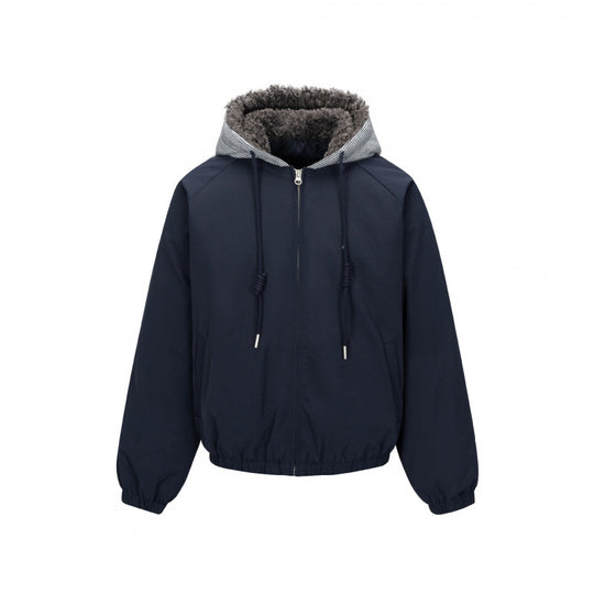 Herren Gefütterte Kapuzenjacke im Bomberstil mit Teddyfutter und elastischem Saum Shop Nory