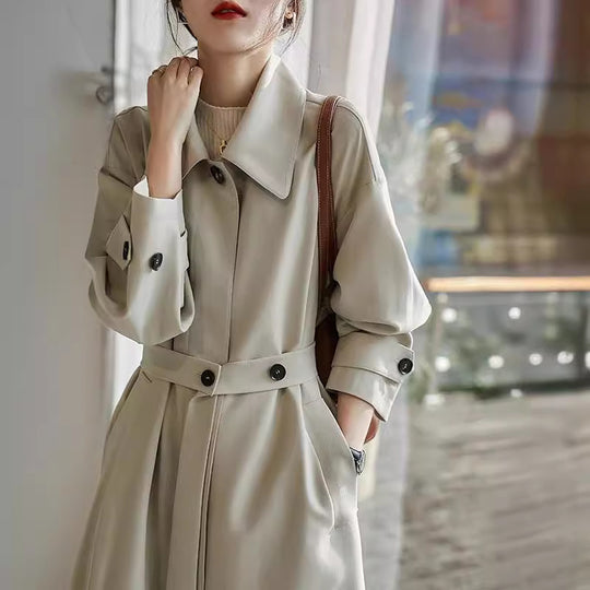 Damen Modischer Trenchcoat mit Bindegürtel Shop Nory