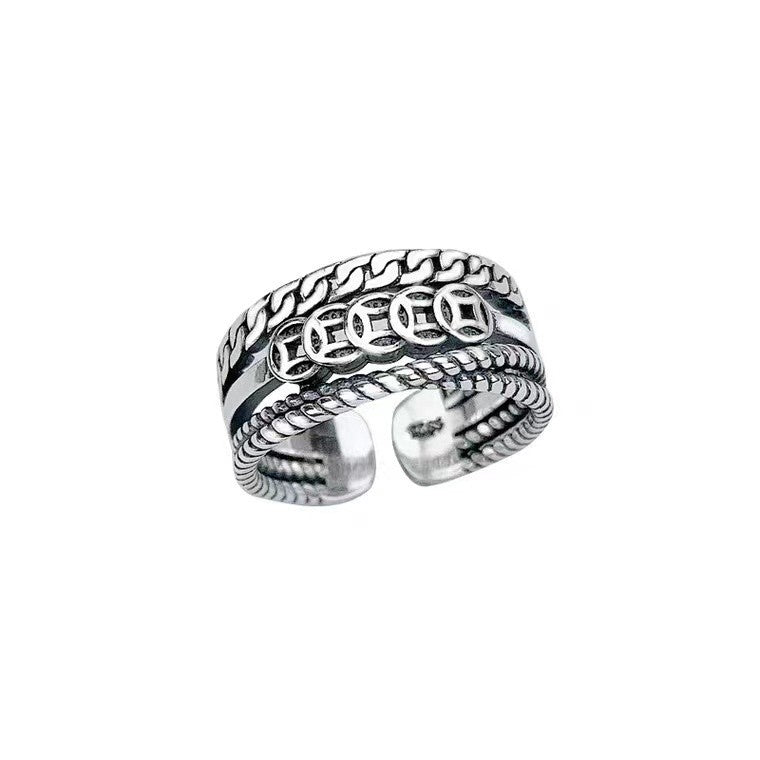 Damen Offener Ring mit hochwertigem Ketten- und Reliefdesign Shop Nory