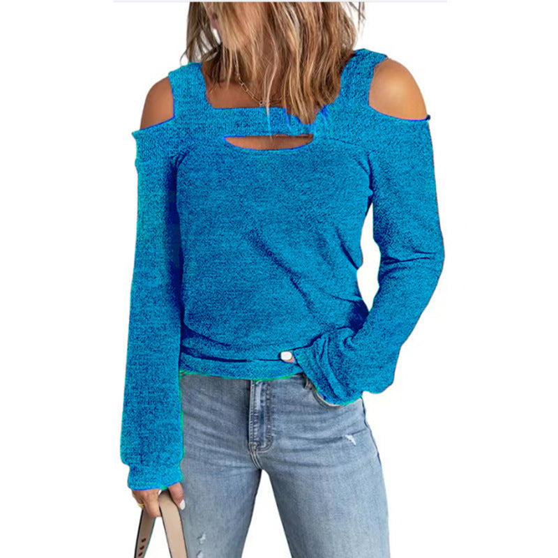 Damen lässiges Langarmshirt mit Cut-Out-Design