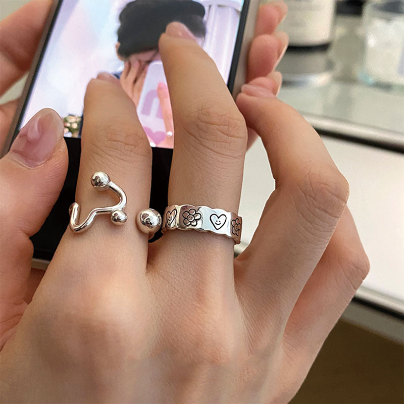 Damen Offener Ring mit einzigartigem geschwungenem Design und funkelnden Akzenten Shop Nory