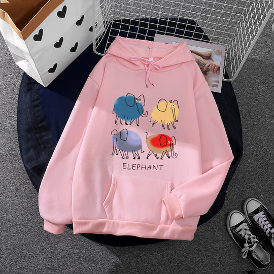 Damen nan Kapuzenpullover mit minimalistischer Grafik, lockerer Oversize-Passform und Kängurutasche Shop Nory