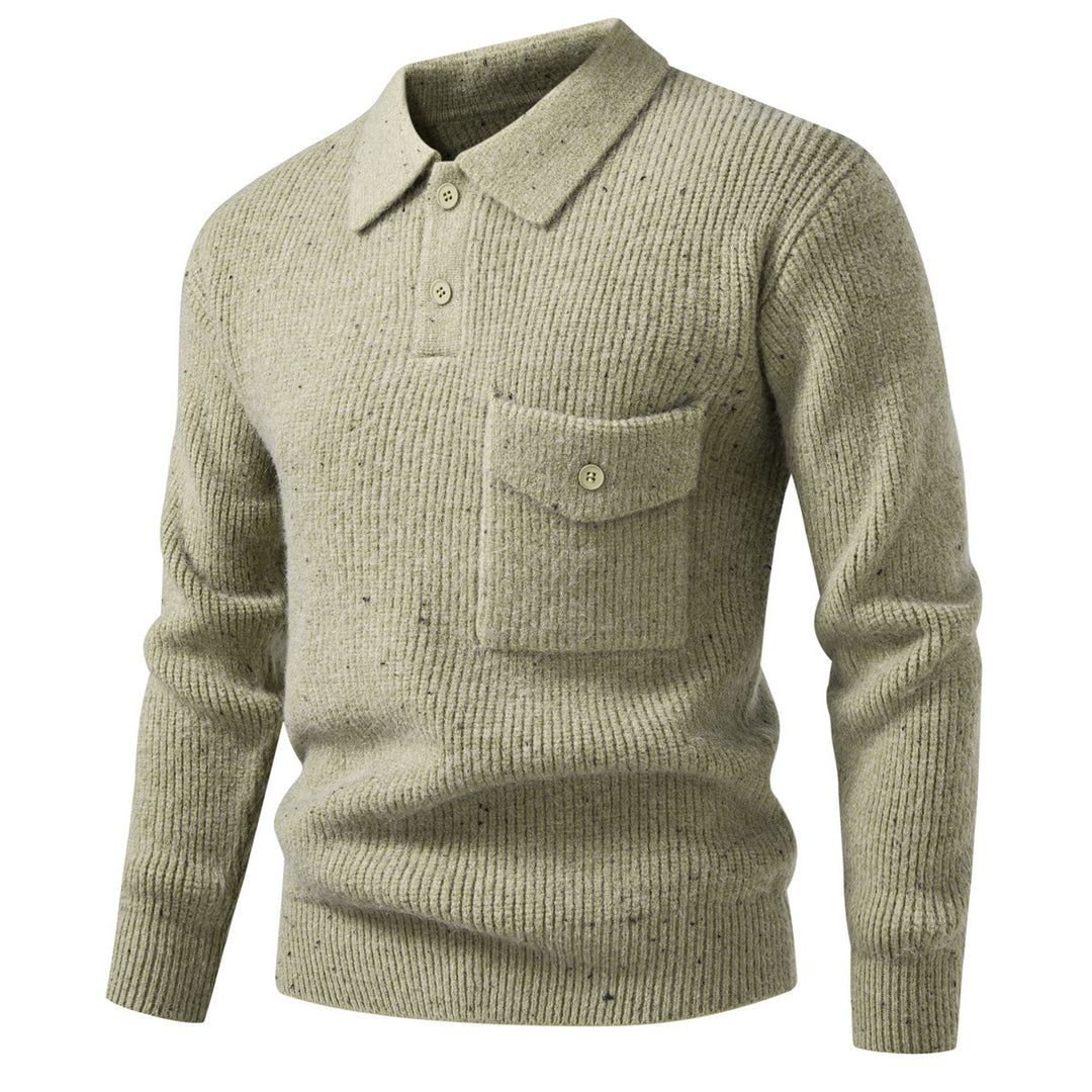 Herren Polokragen-Pullover aus Rippenstrick mit aufgesetzter Brusttasche Shop Nory