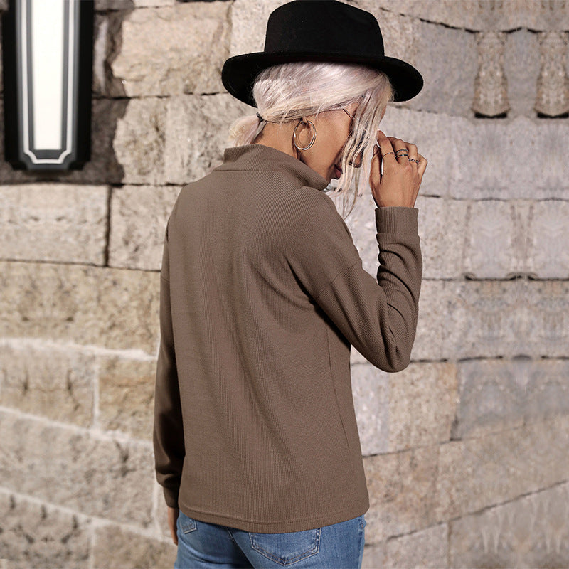 Damen Feinstrick-Polo-Pullover mit halbem Reißverschluss und lässiger Passform Shop Nory