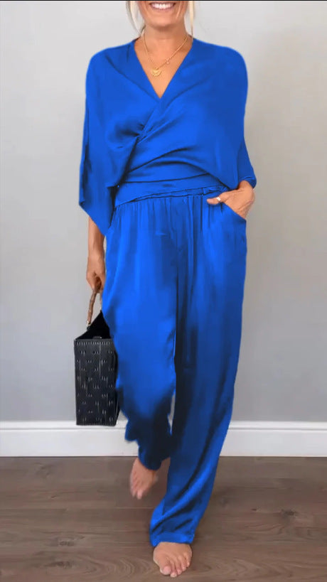 Damen elegantes und bequemes Satin-Hosenanzug
