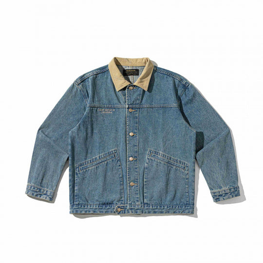 Unisex Boxy-Denim-Blousonjacke mit Cordkragen und schräg eingesetzten Pattentaschen Shop Nory