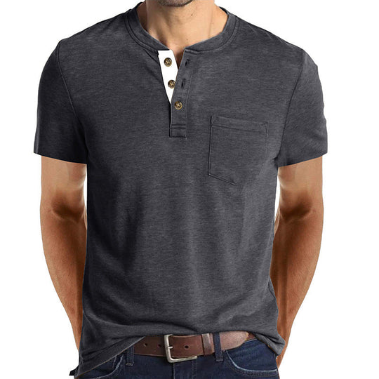 Herren T-Shirt mit strukturiertem Kragen und Brusttasche