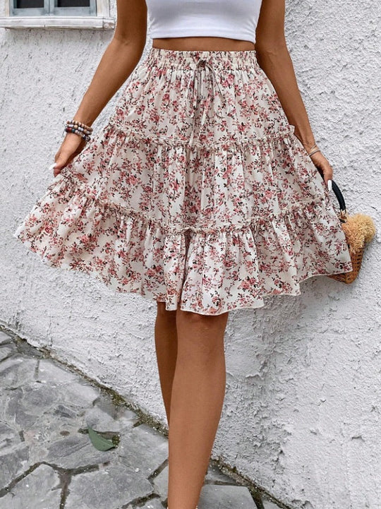 Damen Sommerrock mit charmanten Volantdetails und floralem Muster