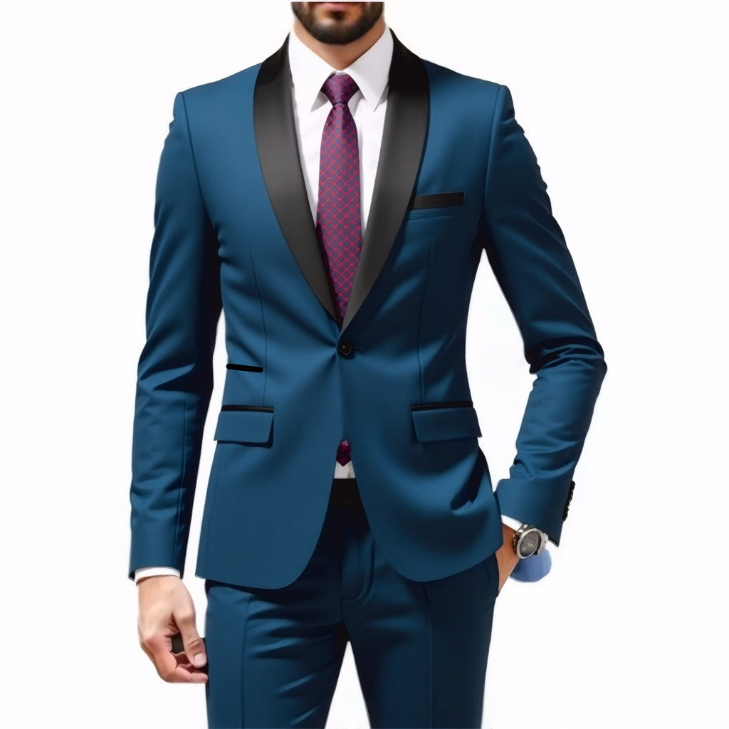 Herren Schmal geschnittener Smokinganzug mit Schalkragen und Ein-Knopf-Sakko Shop Nory