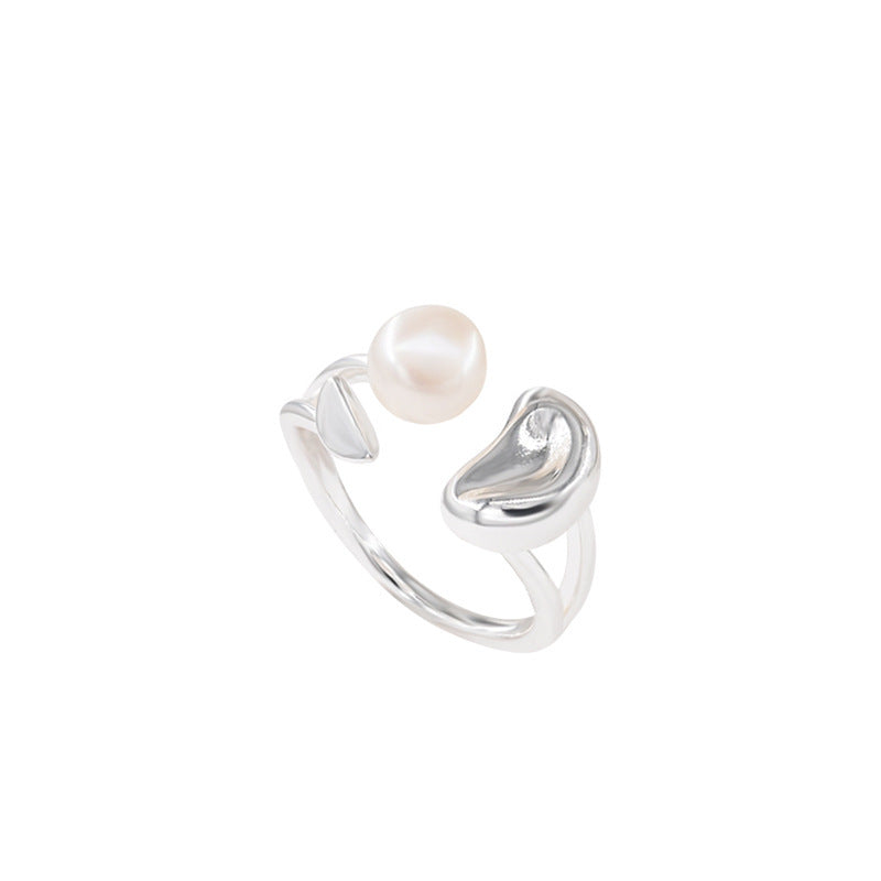 Damen Ring mit organischem Design und feiner Perle Shop Nory