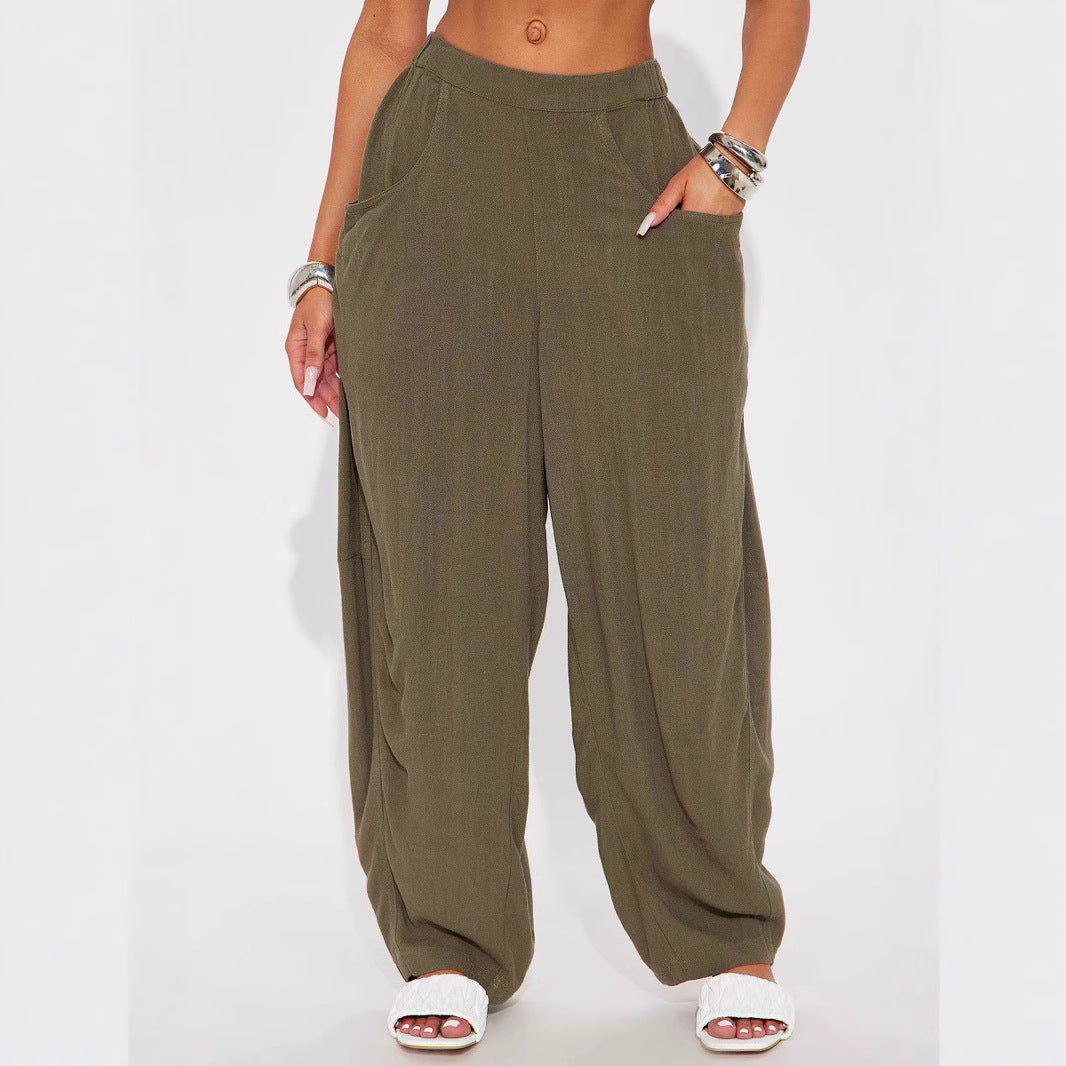 Damen Weite Relax-Hose mit hohem Komfortbund, tiefen Eingrifftaschen & lockerem Palazzo-Schnitt Shop Nory